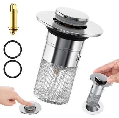 Produktbild von Ablaufstopfen mit Siebeinsatz 34–40 mm, Pop-up-Bodenablauffilter, Edelstahl-Ablaufsieb, Abflussventil, Haarfilter, Exzenterstopfen für Spülbeckenabflüsse, 1 Stück