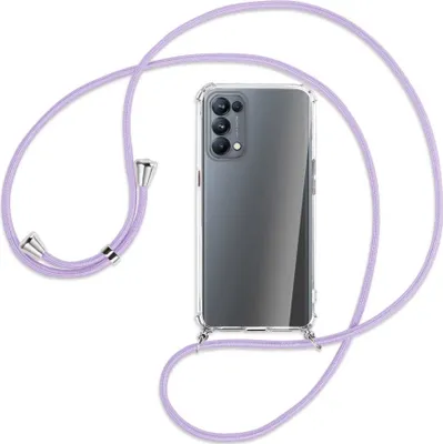 Produktbild von Handykette Backcover-Schutzhülle mit Band (Metall silberfarben) für Oppo Reno5 Pro 5G - violett