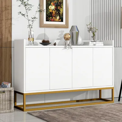 Obrázok produktu pre Komoda s 4 dvierkami, bez úchytiek, rozmer 120x30x80 cm, biela