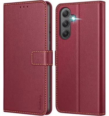 Productafbeelding van Telefoonschaal voor Samsung Galaxy A35 5G, flippercase, met kaartsleuf, wijnrood