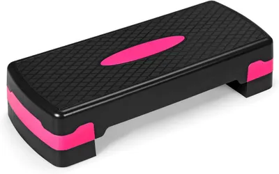 Produktbild von GOPLUS Aerobic Stepper bis 250 kg Belastbar, Steppbrett Höhenverstellbar mit 2 Stufen 10/15 cm, rutschfest Step Bench, Trainingsgerät für Zuhause Fitness-Workouts, Schwarz + Rosa