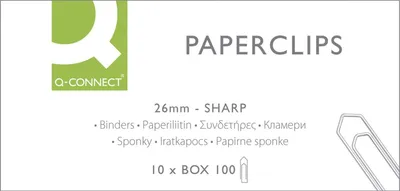 Zdjęcie produktu dla Q-Connect® KF01307 Klips do listów, metalowy, 26 mm, ocynkowany, pudełko 100 sztuk