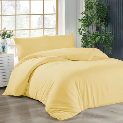 Produktbild von Bettwäsche Bettbezug 2er Set 135x200 cm Einfarbig 100% Baumwolle Gelb