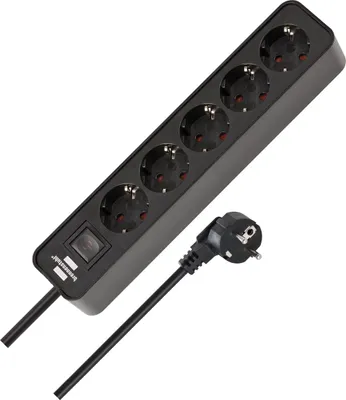 Produktbild von Brennenstuhl Ecolor Steckdosenleiste 5-fach schwarz 1,5m H05VV-F 3G1,5, 1,5 m, Drinnen, Schwarz, 5 AC-Ausgänge, 290 mm, Schwarz