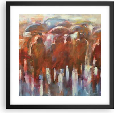 Produktbild von Gerahmtes Poster - Schwarzer Rahmen - Regenschirme Menschen Handwerk - 40x40 cm - Wand Bild - Wanddeko - Wandbilder - Wandposter - Bilderrahmen - Bilder - Kunstdruck - Wandbild - P2BAC40x40-4260