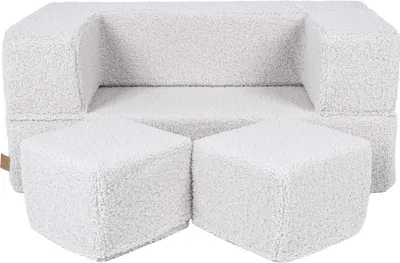Image de Canapé pour chambre d'enfant - Canapé de jeu pour enfant, Canapé pour enfant, Cube, Bearly , Blanc