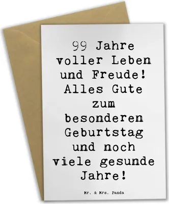 Produktbild von Mr. & Mrs. Panda Grußkarte Spruch 99. Geburtstag - Weiß - Geschenk, osterkarte, glückwunschkarten, besondere Geburtstage, liebevolle Geschenke, babykarte, Alter