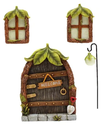 Image de Omgoods - Décoration de fenêtre "Fairy Door" - Ornement de jardin miniature - Décoration d'extérieur - Résine synthétique - 10x2x14,5 cm - Décoration de jardin
