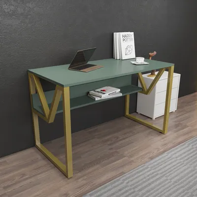Immagine prodotto di Skye Decor, Lona - Verde, Oro, Scrivania, Verde, 100% PANNELLI DI PARTICELLE RIVESTITI IN MELAMMINA, 120 x 60 x 72,8 cm
