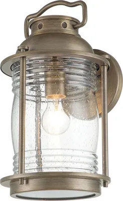 Produktbild von Außenwandlampe Aluminium Glas 40,4 cm hoch IP44 in Bronze brüniert E27 Vintage Design Wandlampe außen