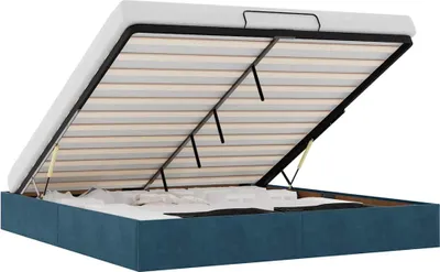 Produktbild von vidaXL Ottoman-Bett ohne Matratze Dunkelblau 200x200 cm Samt