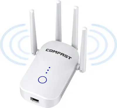 Image de Extender WiFi -Répéteur de signal sans fil couvrant jusqu'à 3000 sq.ft - 1200Mbps Wall-Through Strong Wi-Fi-Dual Band 2.4G et 5G - 4 antennes 360° couverture complète Blanc
