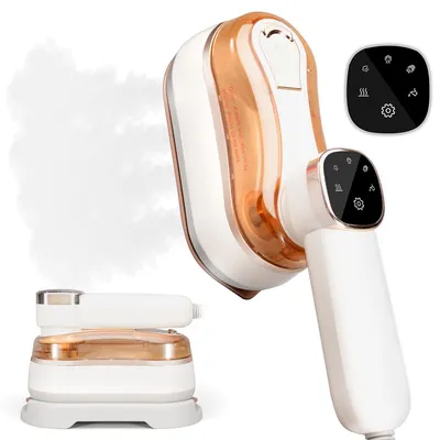 Produktbild von Reisedampfbügeleisen 2 in 1, tragbares Hand-Mini-Dampfbügeleisen, 3 Sekunden schnelles Aufheizen, geeignet für Reisen, Zuhause und im Wohnheim (Beige)