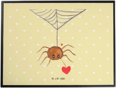 Produktbild von Mr. & Mrs. Panda Schreibunterlage Spinne Agathe Liebe - Gelb Pastell - Geschenk, Liebesgeschenk, schreibtischunterlagen, schreibauflage, Liebesbeweis, Schreibtischauflage