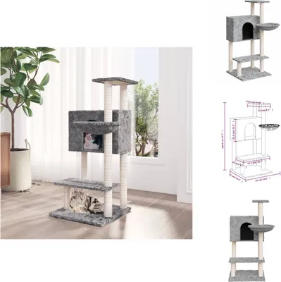 Obrázok produktu pre vidaXL Škrabací strom so sisalovými škrabadlami Svetlo šedý 108,5 cm - Škrabacie stromy