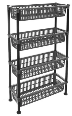 Image de Étagère de salle de bain - Étagère de rangement étroite - 4 niveaux - Plastique - 50 x 19,5 x 83 cm - Gris