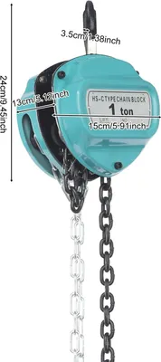 Produktbild von Handkettenzug - Manueller Kettenzug 1 t/1000 kg - 6 m Hubhöhe - G80 Manganstahl - Doppelbremse, 360° Drehhaken - Grün
