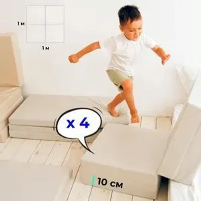 Zdjęcie produktu dla Mata gimnastyczna 2-częściowa Komet 100x100x10 pomarańczowo-żółta | Mata z miękkim podłożem | Mata gimnastyczna | Mata fitness