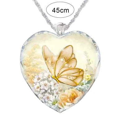 Produktbild von Herz-Halskette, elegante, trendige Legierung, exquisite Damen-Schmetterlings-Anhänger-Halskette für den täglichen Gebrauch-Golden