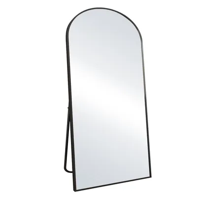 Produktbild von Bogen Ganzkörperspiegel, 89 x 198 cm Gewölbter Standspiegel Groß in voller Länge, an der Wand montiert, lehnend, Schwarz