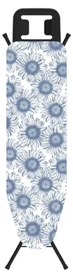 An ironing board with a floral pattern.