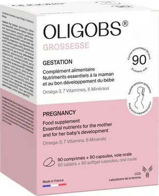 Obrázok produktu pre Výživový doplnok pre tehotné ženy Oligobs Grossesse, 90 kapsúl