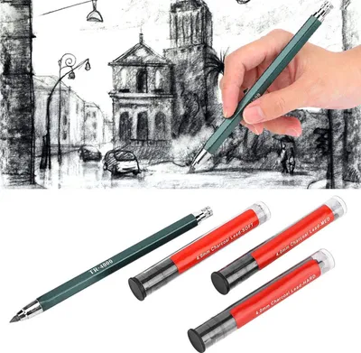 Image de Crayon mécanique - 3 recharges de mines noires 4,0 mm - dessin conceptuel, écriture de charpentier, bricolage, esquisses artistiques.