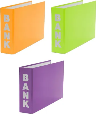 Produktbild von 3x Bankordner / 140x250mm / für Kontoauszüge / je 1x hellgrün, orange, lila