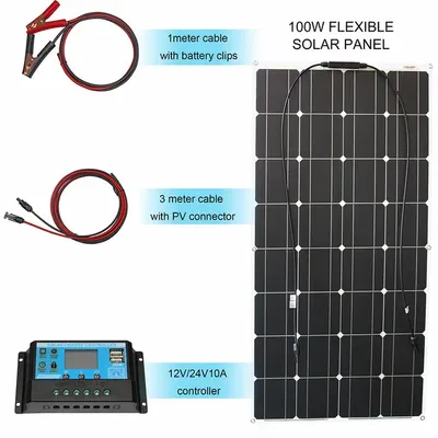 Obrázek produktu pro Flexibilní sada solárních panelů, výstup 12 V, vhodná pro loď, auto, obytný vůz, 100 W solární systém
