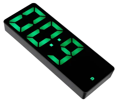 LED-Wanduhr mit Alarm, Temperatur, USB/Batterie, grün