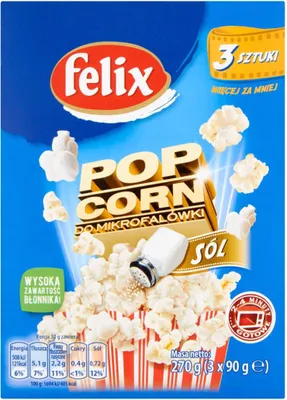 Imagen del producto de Felix Palomitas de maíz para microondas, sabor salado, 270 g (3 x 90 g)