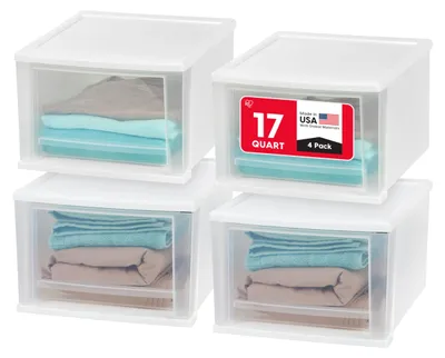 Aufbewahrungsladen 17 QT, 4er-Pack, weiß, stapelbar, Kunststoff