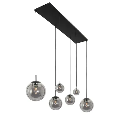Produktbild von Steinhauer Pendelleuchte Bollique 6-flammig Schwarz Matt/ Rauchglas 140x40cm