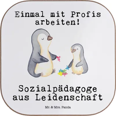 Produktbild von Mr. & Mrs. Panda Untersetzer Glas Sozialpädagoge Leidenschaft - Weiß - Geschenk, für Gläser, gläseruntersetzer, Tassenuntersetzer, bieruntersetzer, Holzuntersetzer