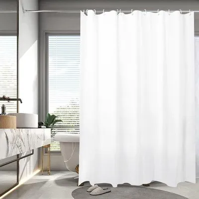 Produktbild von Unyqoos® schimmelfester und wasserdichter Duschvorhang mit verstärkten Metallaugen, 180 x 200 cm, weiß