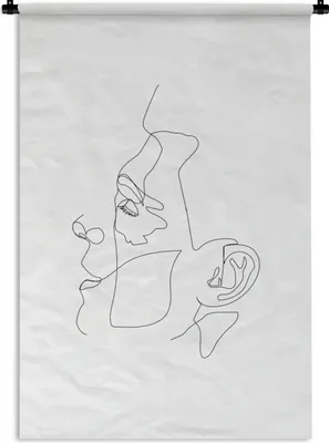 Produktbild von MuchoWow® Wandteppich Wandbehang Mann - Strichzeichnung - Weiß 90x135 cm Tapisserie Dekoration Wandtuch - Baumwolle - Wandskulptur