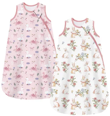 Image de Lot de 3 sacs de couchage pour bébé, sans manches, 0,5 TOG, 100% coton