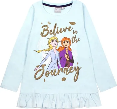 Produktbild von Frozen II - "Believe In The Journey" T-Shirt, Rüschen für Mädchen NS6017 (128) (Eisblau)