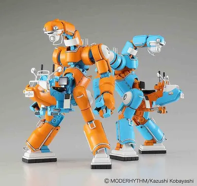 Produktbild von Hasegawa 64791 - 1/35 MechatroCHUBU 1 & 2, orange und himmelblau, 2 Bausätze