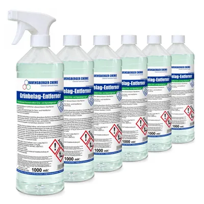 Produktbild von Ravensberger Chemie Grünbelagentferner Konzentrat – Algen- & Schimmelentferner für Stein, Beton, Pflaster & Außenflächen - 6 x 1000 ml