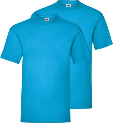 Produktbild von Doppelpack Fruit of the Loom Valueweight T-Shirt + GRATIS MyShirt Stoffbeutel Farbe: azurblau Größe: L