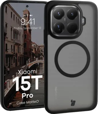 Produktbild von Handyhülle mit Magnetring für Xiaomi 15T Pro, Bizon Case MatteO, Getönt-Schwarz