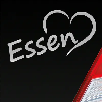 Produktbild von Auto Aufkleber Essen Herz Stadt City Liebe Love Heimat 15,5cm 15,5x9 cm Silber Sticker Heckscheibenaufkleber