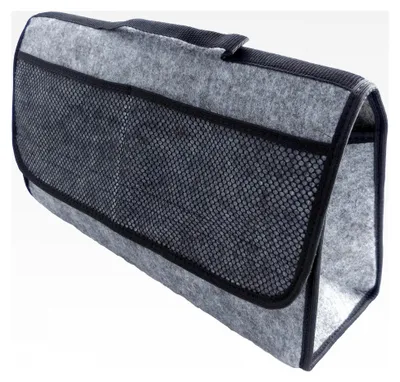Produktbild von Kofferraumtasche aus Filz mit Klettverschluss, 48 x 14 x 28 cm, grau