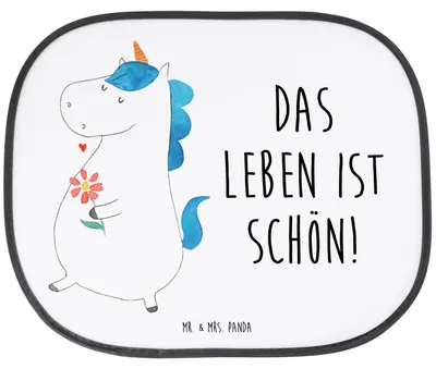 Produktbild von Mr. & Mrs. Panda Sonnenblende Auto Einhorn Spaziergang - Weiß - Geschenk, Unicorn, Sonnenschutz, Mutter, Motivation, Pkw, Autoscheiben, Freundin, Einhörner, Blumen