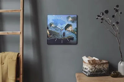 Produktbild von Coloray Hodiny Unikátní 30x30 cm  Tiché hodiny Pro obývací pokoj a kuchyň Nástěnné hodiny Plátno Bílé ručičky hodin - Malování medúzy