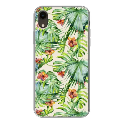 Produktbild von MuchoWow® Handyhülle Schutzhülle Hülle für iPhone XR Blume - Blatt - Muster Silikon Softcase Handy Hülle - Schutzdeckel