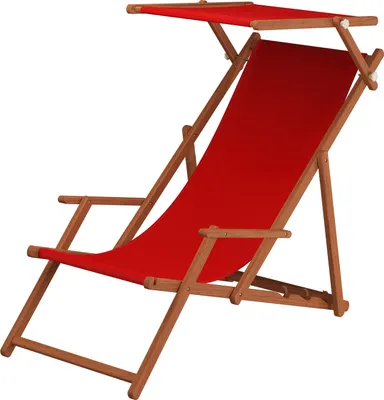 Produktbild von Liegestuhl rot Gartenstuhl Strandstuhl Sonnenliege klappbar Sonnendach Buche dunkel 10-308 S