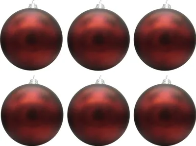Produktbild von 6 x Weihnachtskugeln für den Außenbereich, frostfest - witterungsbeständig - bordeaux glänzend - Ø 15 cm - Christbaumkugeln aus Kunststoff für Draußen
