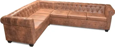 Produktbild von vidaXL Chesterfield-Ecksofa 6-Sitzer Kunstleder Braun